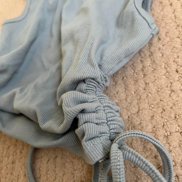 Blue Ruched Crop Tank Top / Muscle Tank - Picture 4 of 4